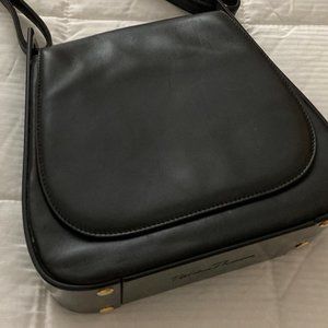 PALOMA PICASSO Vintage COUTURE Handbag Black LEATHER and Patent, Signed LOGO